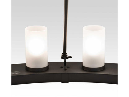 Meyda Loxley 21-Light Solar Black Cylinder Chandelier with Clear Frosted Glass