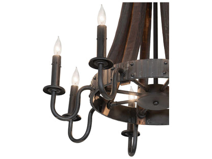 Meyda Barrel Stave Madera 8-Light Chandelier in Costello Black Charred Wood