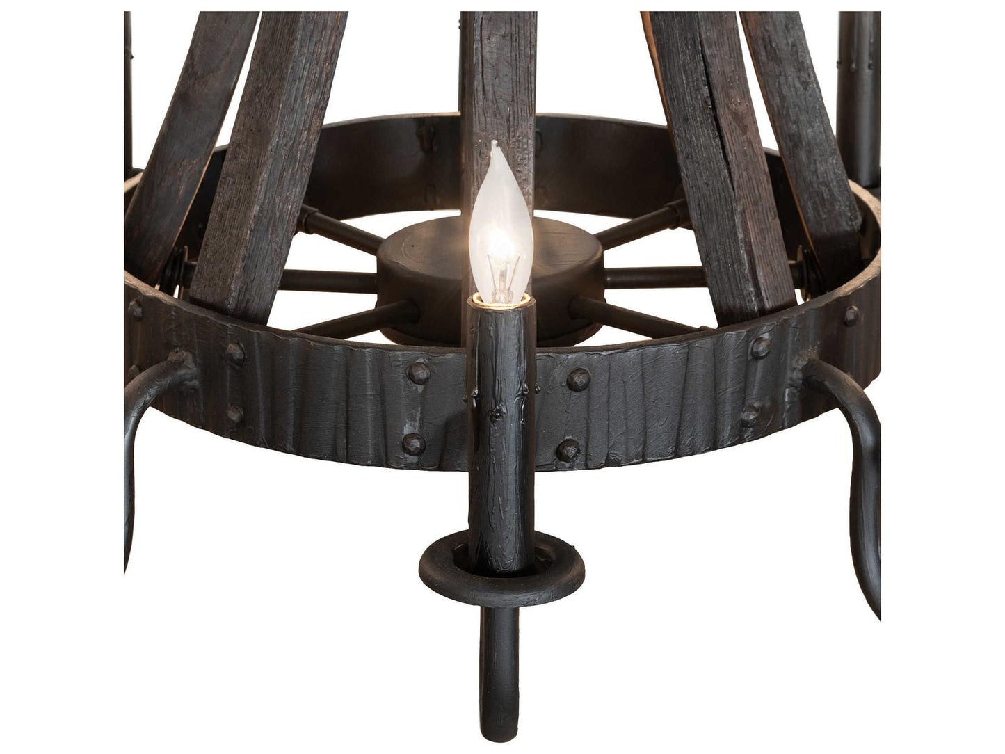 Meyda Barrel Stave Madera 8-Light Chandelier in Costello Black Charred Wood