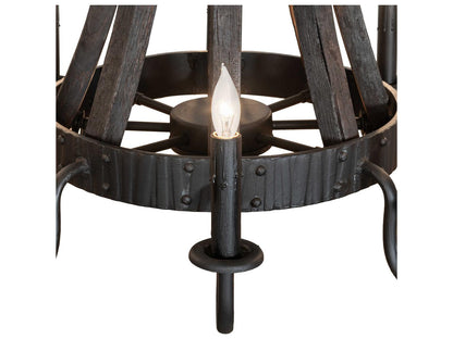 Meyda Barrel Stave Madera 8-Light Chandelier in Costello Black Charred Wood