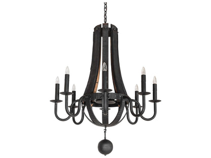 Meyda Barrel Stave Madera 8-Light Chandelier in Costello Black Charred Wood