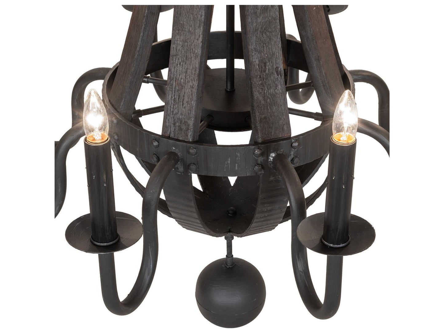 Meyda Barrel Stave Madera 8-Light Chandelier in Costello Black Charred Wood