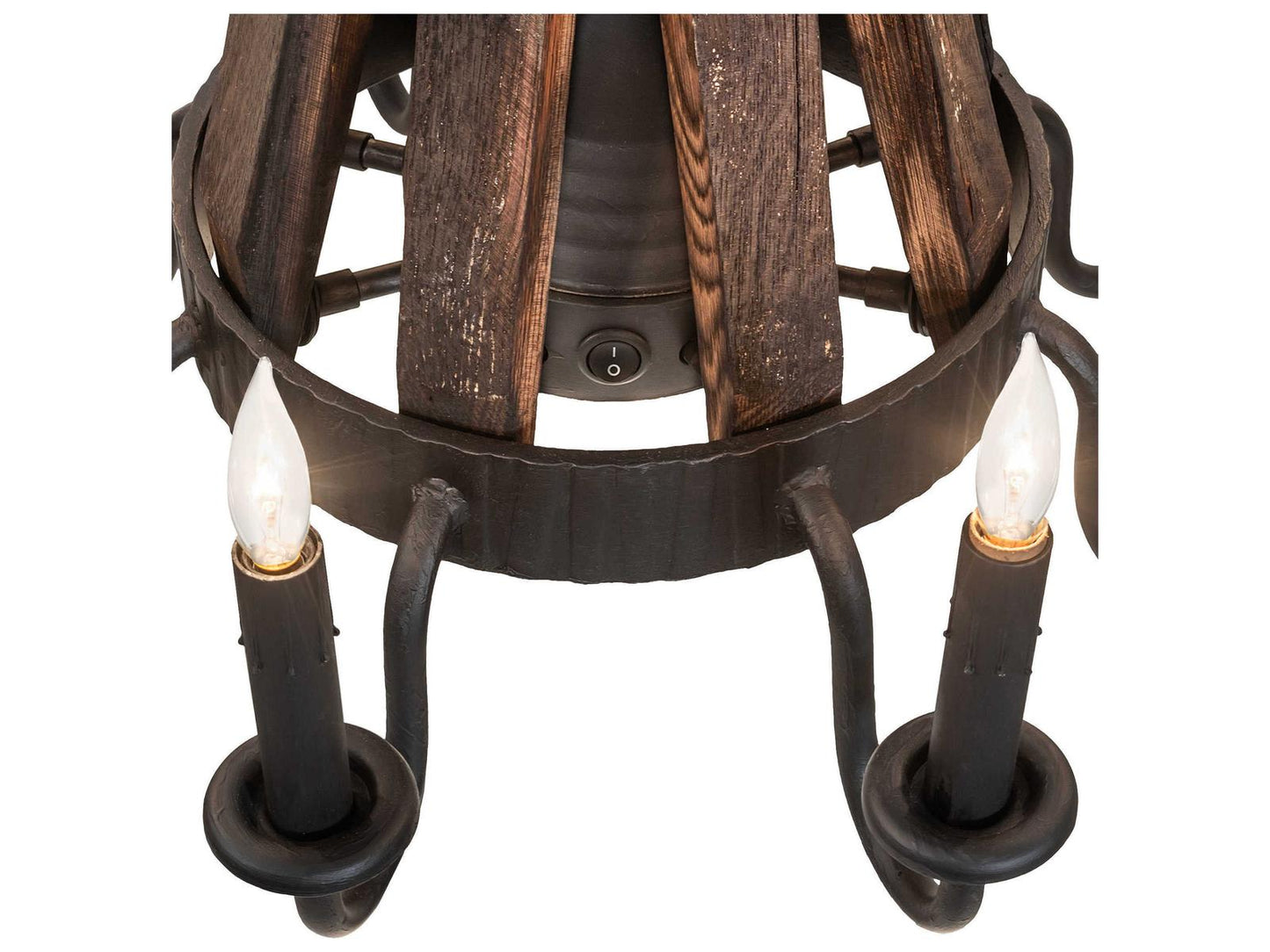 Meyda 9-Light Barrel Stave Madera Chandelier in Costello Black Charred Wood