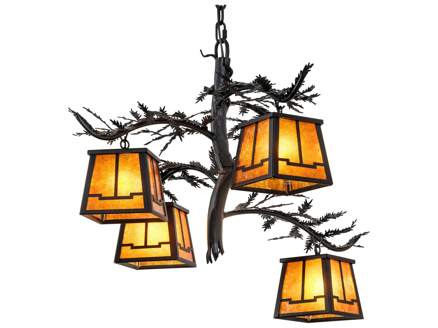 Meyda Pine Branch 4-Light Textured Black Chandelier