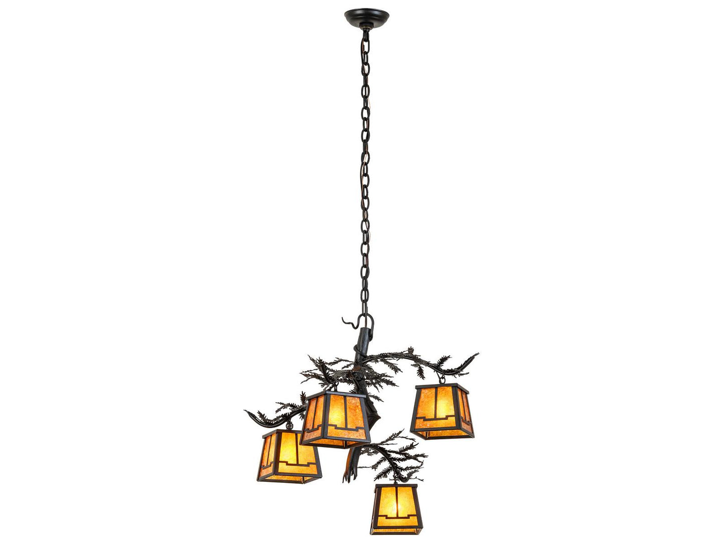 Meyda Pine Branch 4-Light Textured Black Chandelier