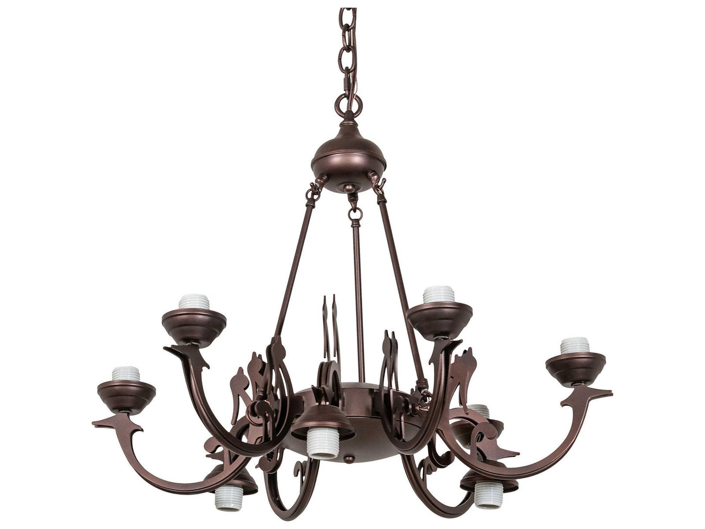 Meyda Tiffany Jeweled Peacock 9-Light Chandelier in Mahogany Bronze