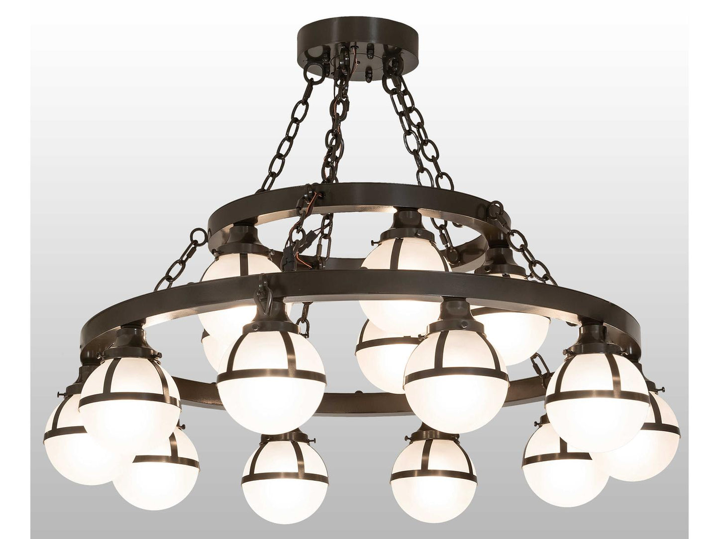 Meyda 15-Light Bola Chandelier in Castle Bronze with Idalight Orb Diffusers