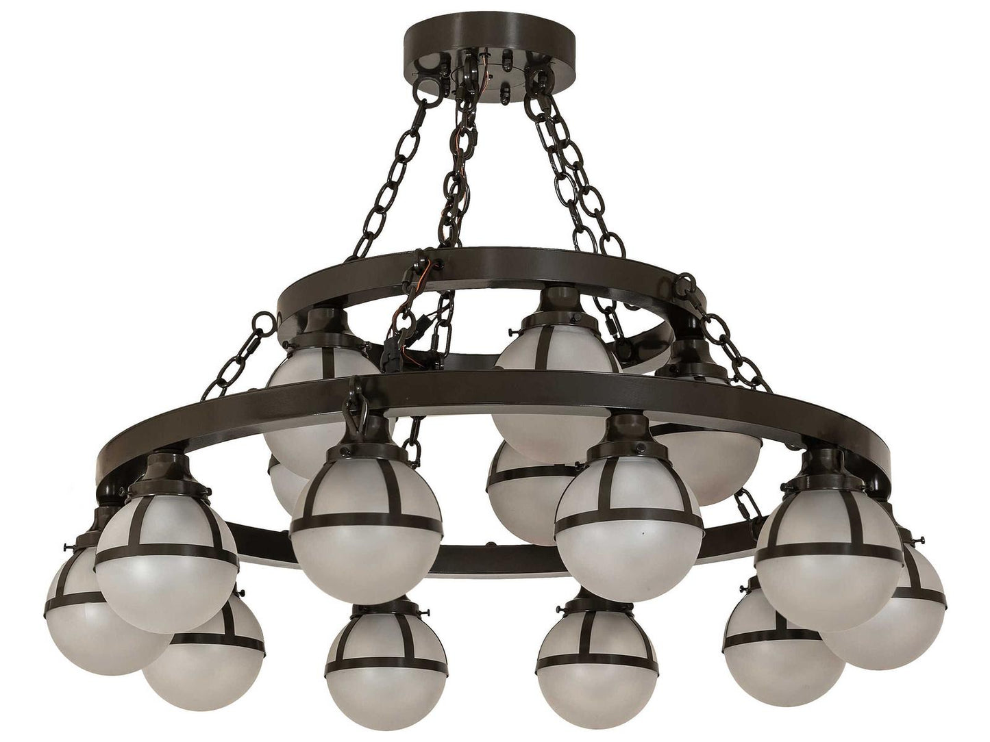 Meyda 15-Light Bola Chandelier in Castle Bronze with Idalight Orb Diffusers