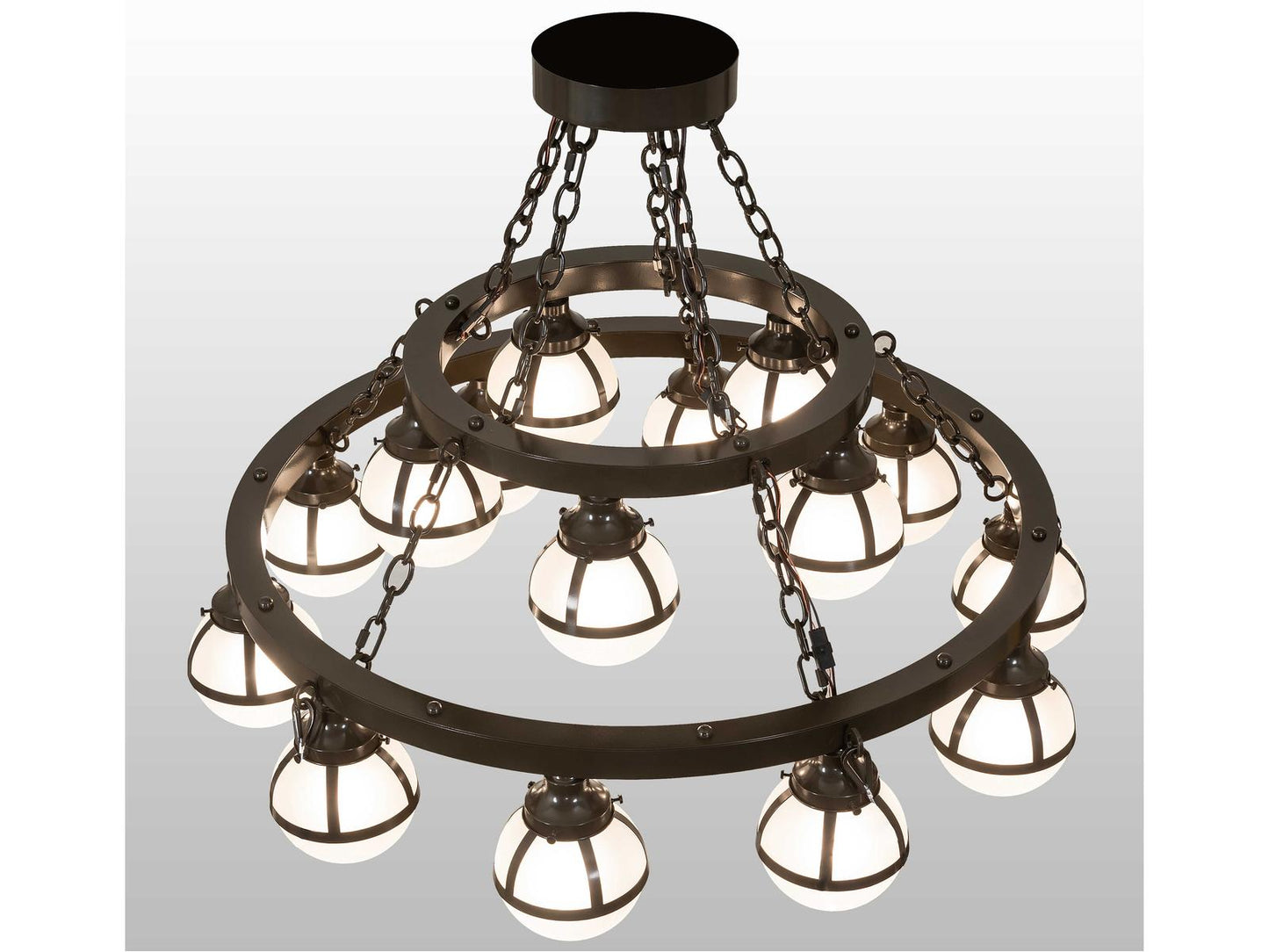 Meyda 15-Light Bola Chandelier in Castle Bronze with Idalight Orb Diffusers