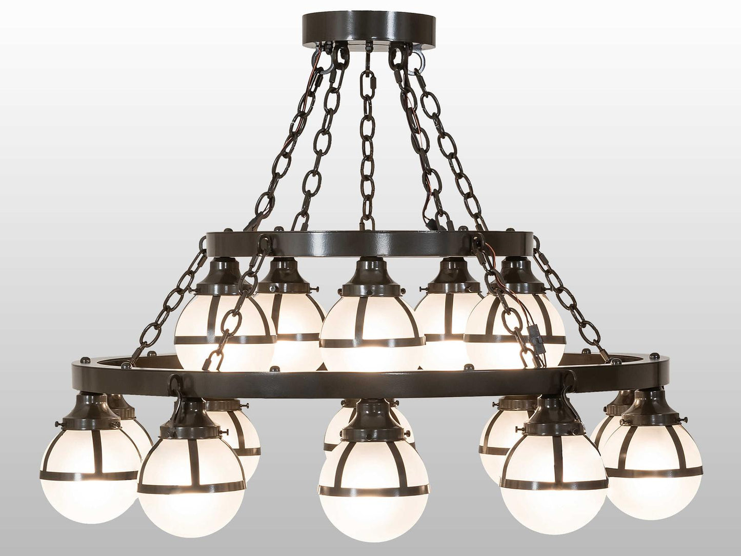 Meyda 15-Light Bola Chandelier in Castle Bronze with Idalight Orb Diffusers