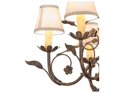 Meyda Bordeaux 6-Light Chandelier with Natural Linen Shades in Antiquity Finish