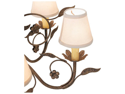 Meyda Bordeaux 6-Light Chandelier with Natural Linen Shades in Antiquity Finish