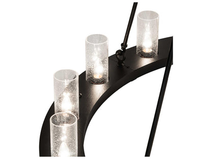 Meyda Loxley 24-Light Cylinder Chandelier in Textured Black with Seeded Glass