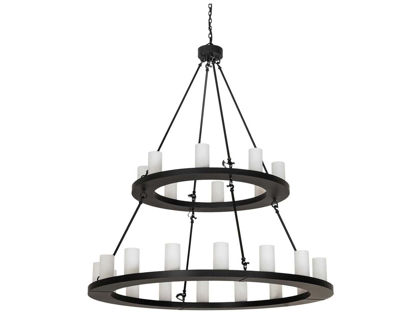 Meyda 24-Light Loxley Tiered Chandelier in Solar Black with Frosted Glass