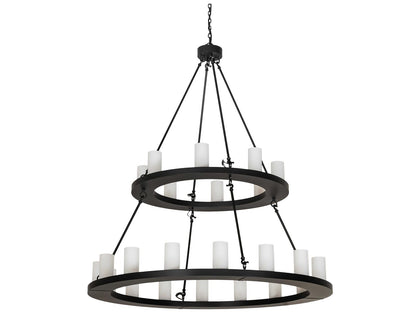 Meyda 24-Light Loxley Tiered Chandelier in Solar Black with Frosted Glass