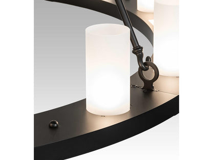 Meyda 24-Light Loxley Tiered Chandelier in Solar Black with Frosted Glass