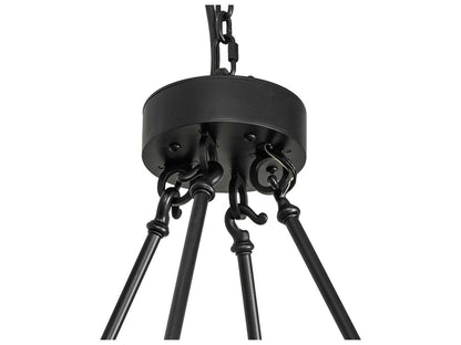 Meyda 24-Light Loxley Tiered Chandelier in Solar Black with Frosted Glass