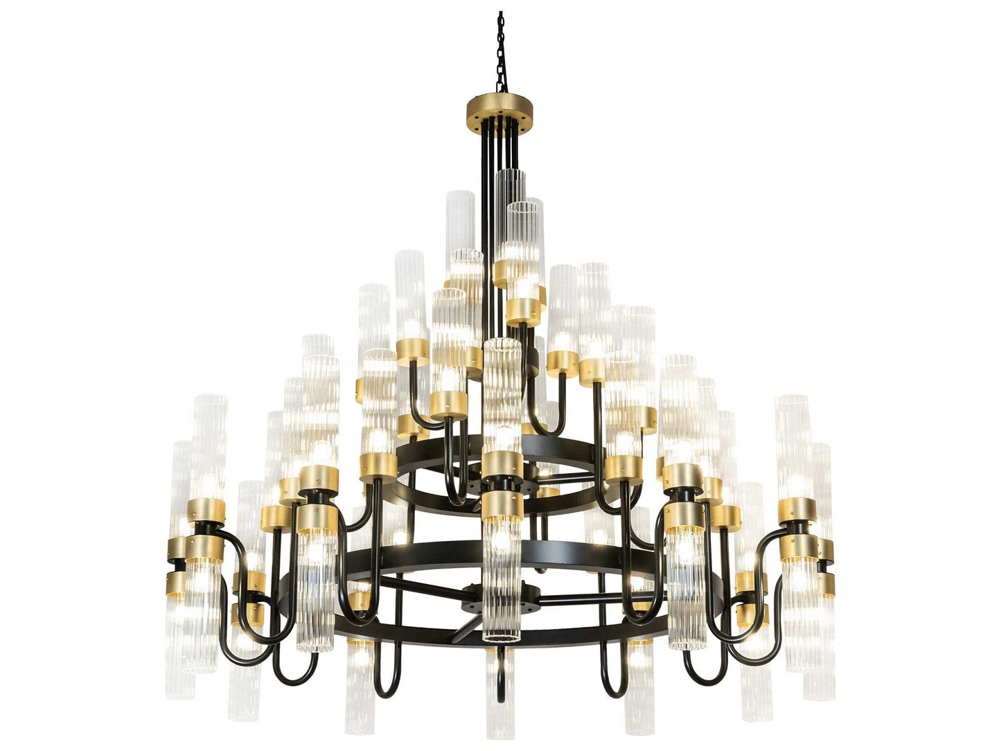 Meyda Kahler 54-Light Black Satin Wrought Iron Tiered Chandelier