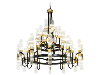 Meyda Kahler 54-Light Black Satin Wrought Iron Tiered Chandelier