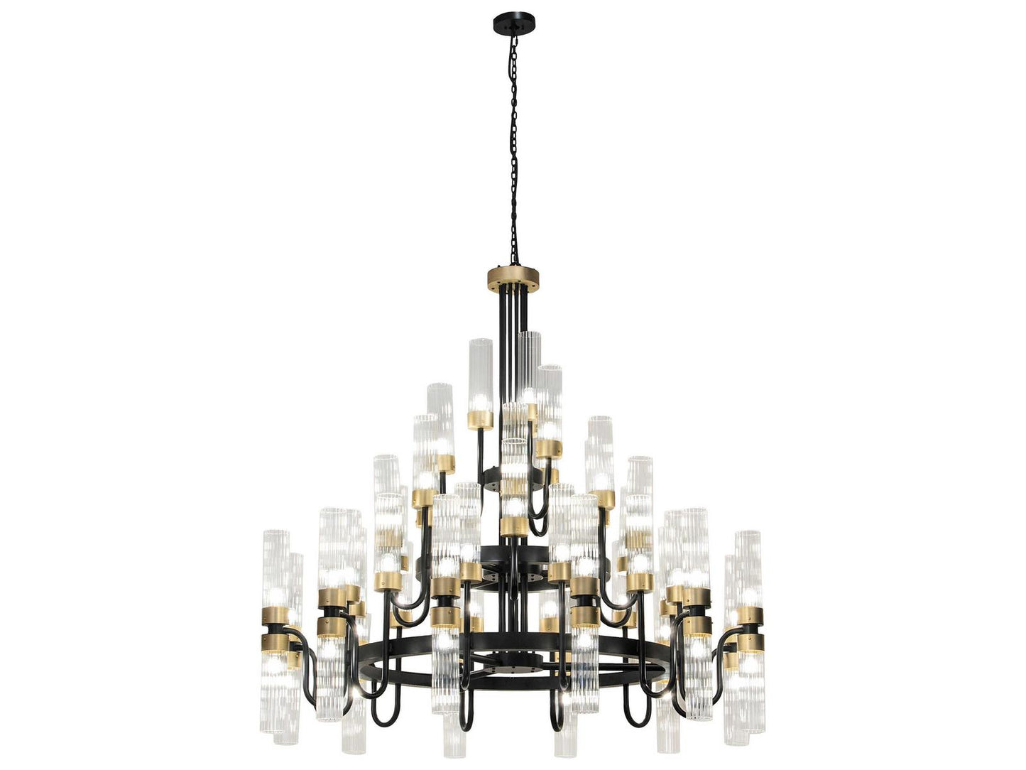 Meyda Kahler 54-Light Black Satin Wrought Iron Tiered Chandelier