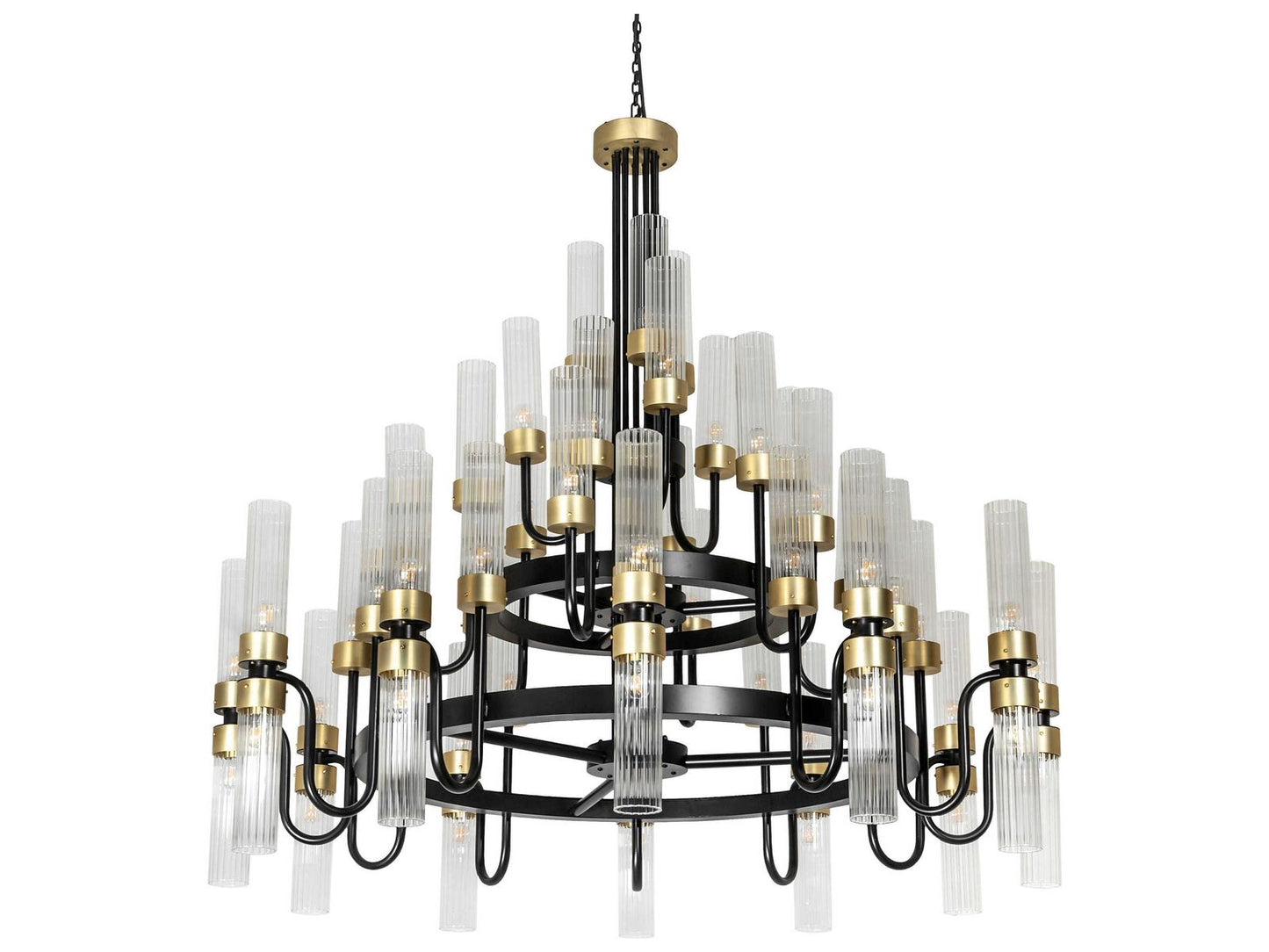 Meyda Kahler 54-Light Black Satin Wrought Iron Tiered Chandelier