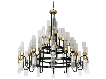 Meyda Kahler 54-Light Black Satin Wrought Iron Tiered Chandelier