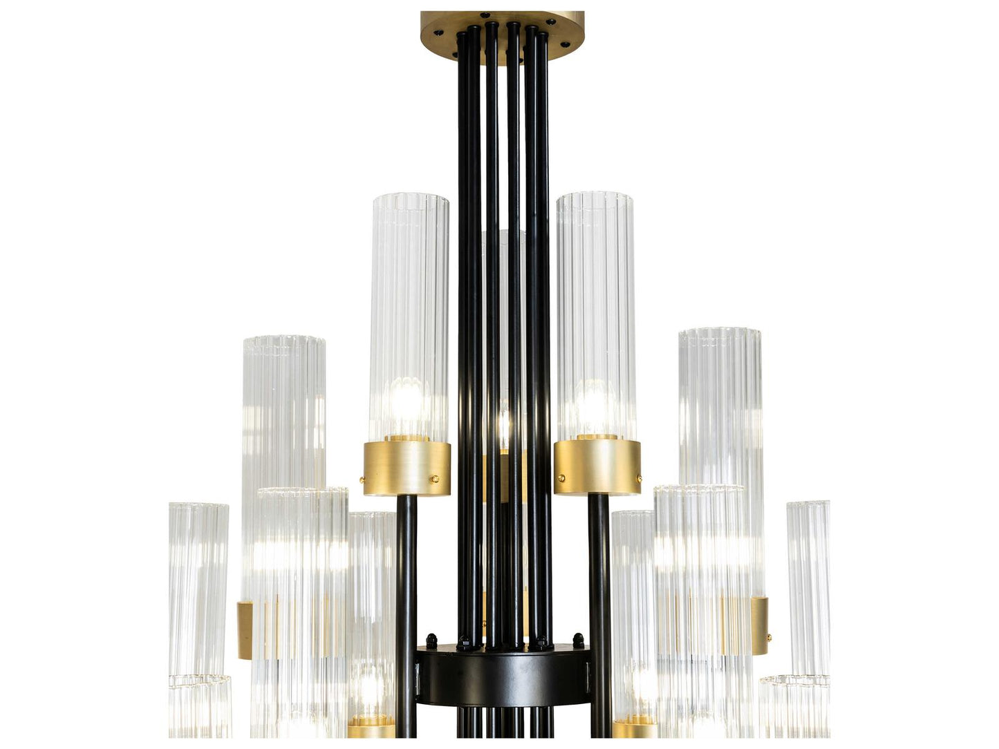Meyda Kahler 54-Light Black Satin Wrought Iron Tiered Chandelier