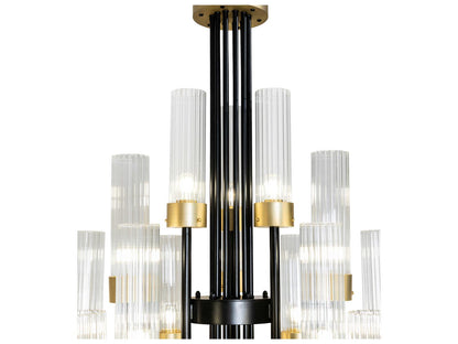 Meyda Kahler 54-Light Black Satin Wrought Iron Tiered Chandelier