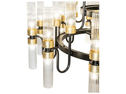 Meyda Kahler 54-Light Black Satin Wrought Iron Tiered Chandelier