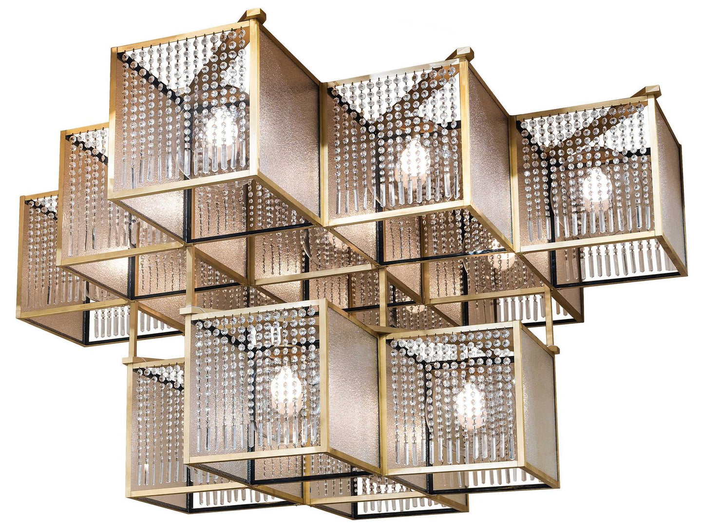 Meyda Blackburn 13-Light Geometric Chandelier in Brushed Brass