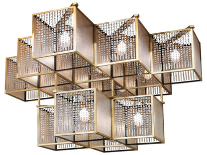 Meyda Blackburn 13-Light Geometric Chandelier in Brushed Brass