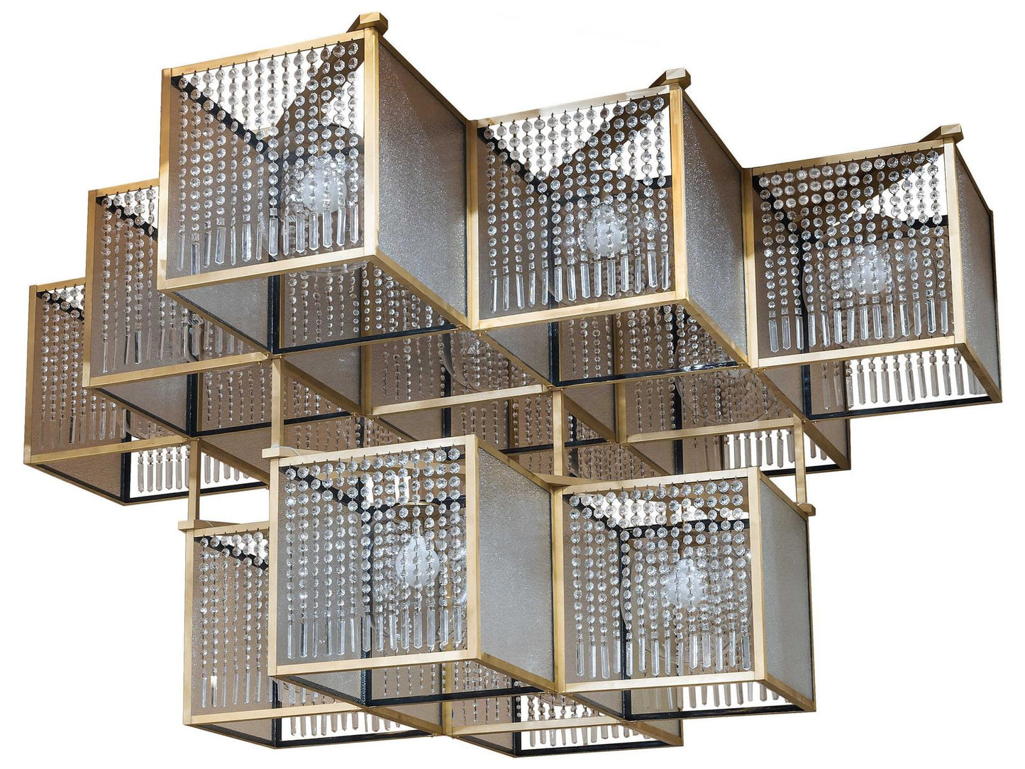 Meyda Blackburn 13-Light Geometric Chandelier in Brushed Brass