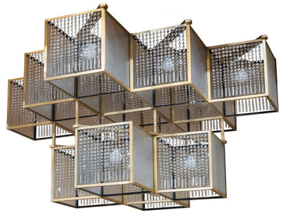 Meyda Blackburn 13-Light Geometric Chandelier in Brushed Brass