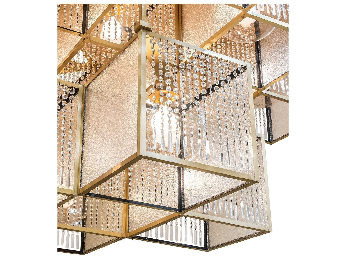 Meyda Blackburn 13-Light Geometric Chandelier in Brushed Brass