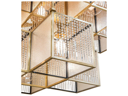 Meyda Blackburn 13-Light Geometric Chandelier in Brushed Brass
