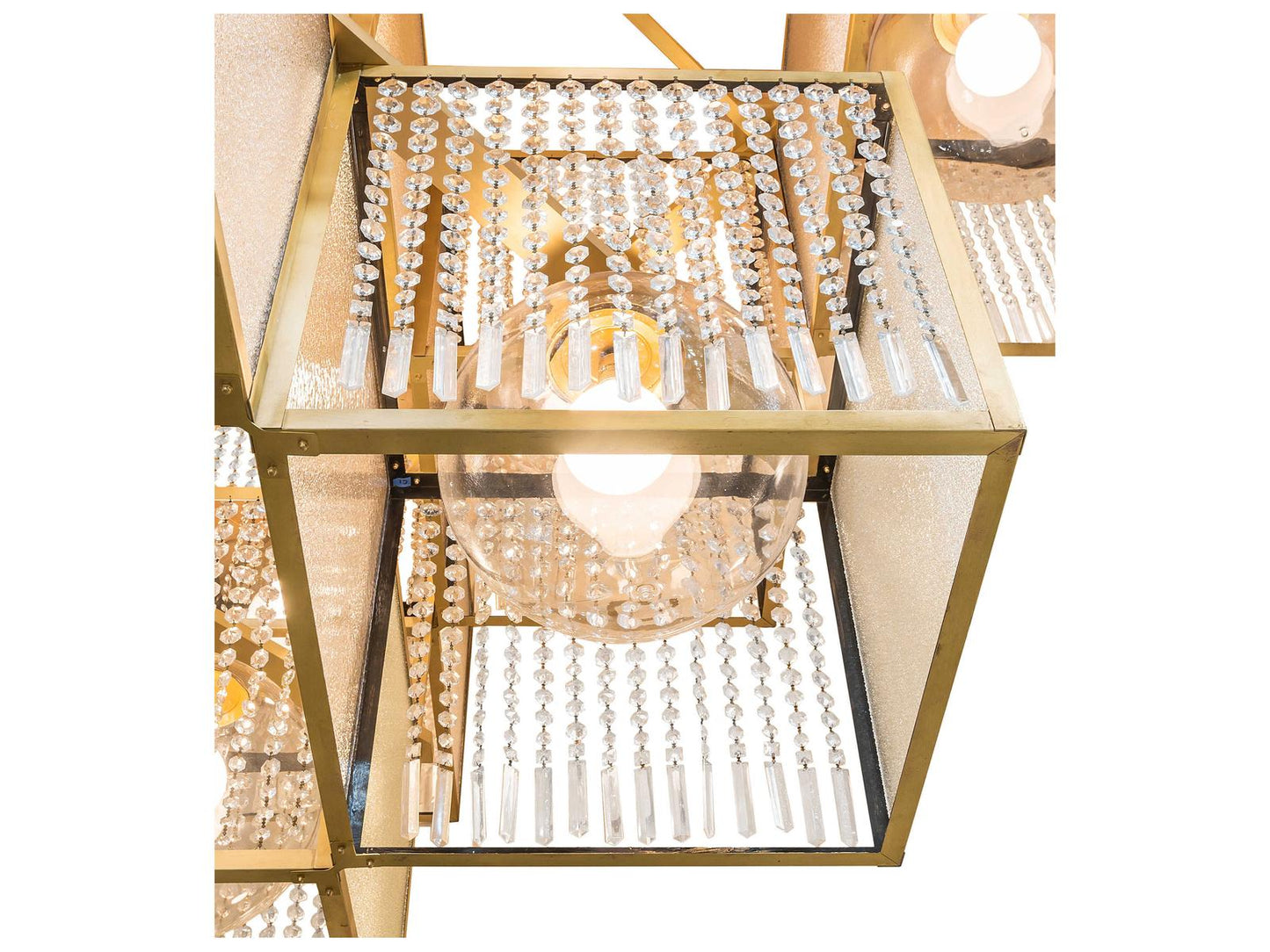 Meyda Blackburn 13-Light Geometric Chandelier in Brushed Brass