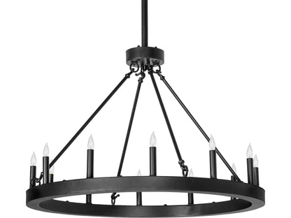Meyda Loxley 12-Light Traditional Chandelier in Textured Black