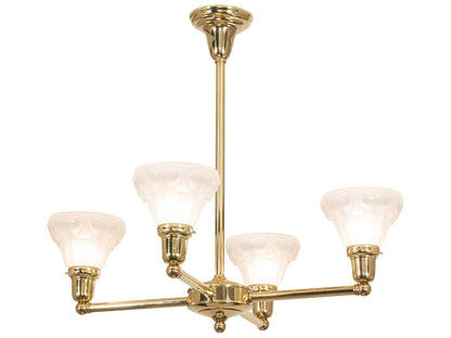 Meyda Revival Oyster Bay 4-Light Chandelier in Polished Brass