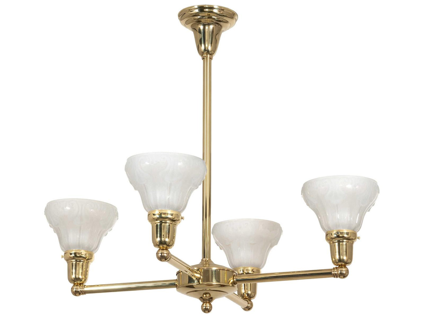 Meyda Revival Oyster Bay 4-Light Chandelier in Polished Brass