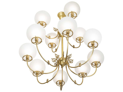 Meyda Revival 12-Light Polished Brass Globe Chandelier with Frosted Glass