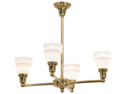Meyda Revival Garland 4-Light Chandelier in Polished Brass with Wreath Glass