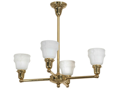 Meyda Revival Garland 4-Light Chandelier in Polished Brass with Wreath Glass