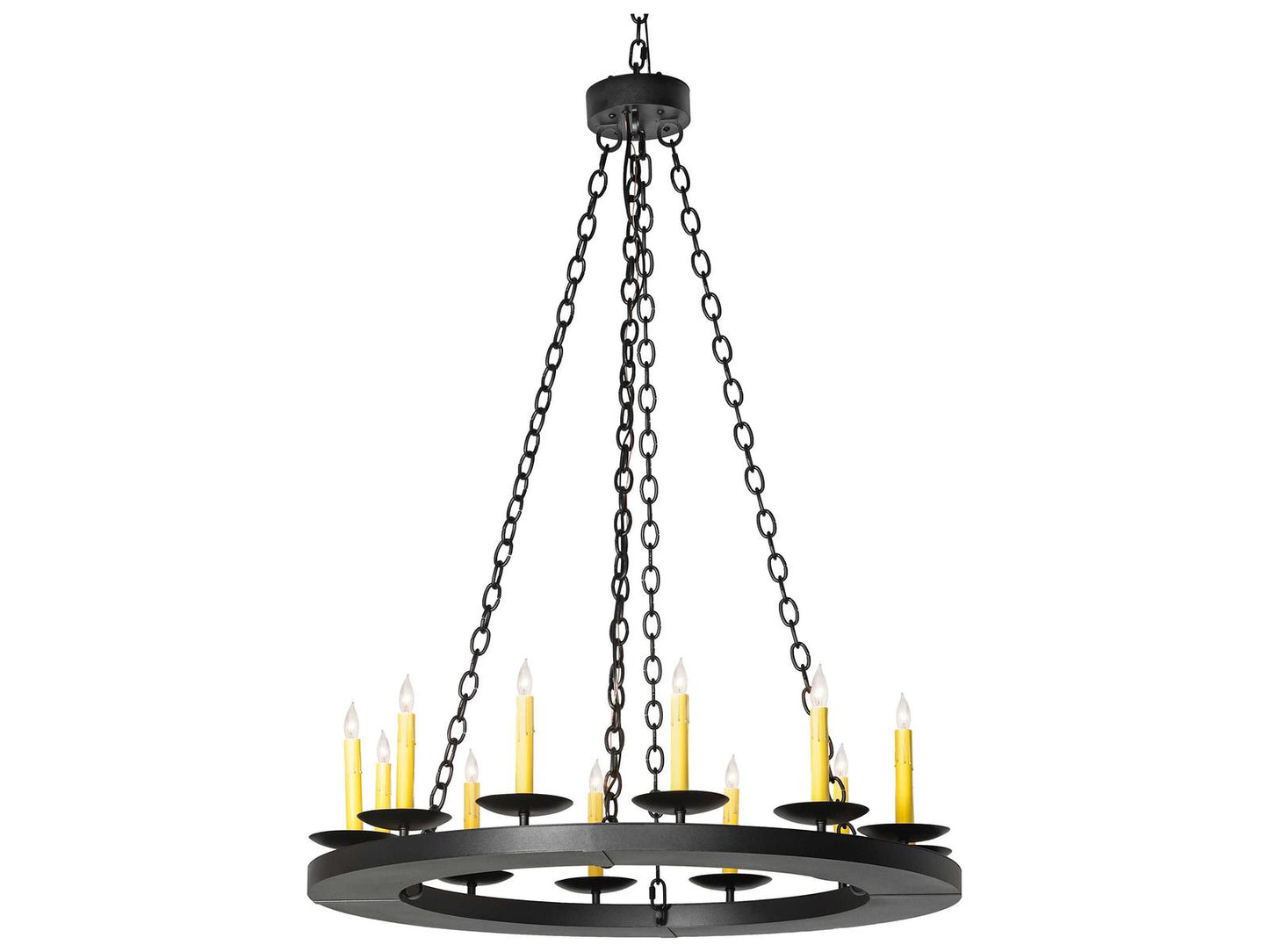 Meyda Loxley 12-Light Textured Black Chandelier with Ivory Faux Candlelights