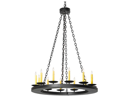 Meyda Loxley 12-Light Textured Black Chandelier with Ivory Faux Candlelights