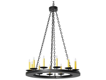 Meyda Loxley 12-Light Textured Black Chandelier with Ivory Faux Candlelights