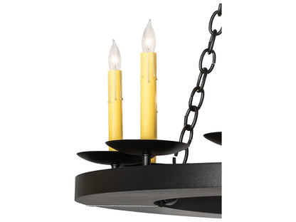 Meyda Loxley 12-Light Textured Black Chandelier with Ivory Faux Candlelights