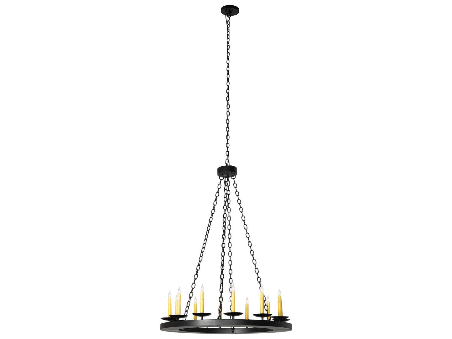 Meyda Loxley 12-Light Textured Black Chandelier with Ivory Faux Candlelights