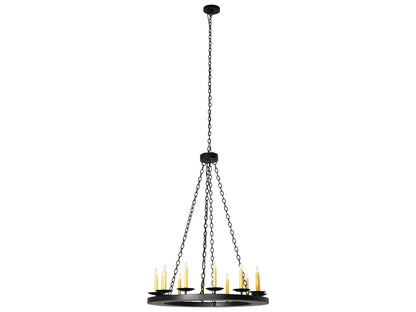 Meyda Loxley 12-Light Textured Black Chandelier with Ivory Faux Candlelights