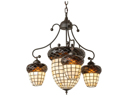 Meyda Acorn 5-Light Traditional Chandelier in Oil Rubbed Bronze with Tiffany Glass