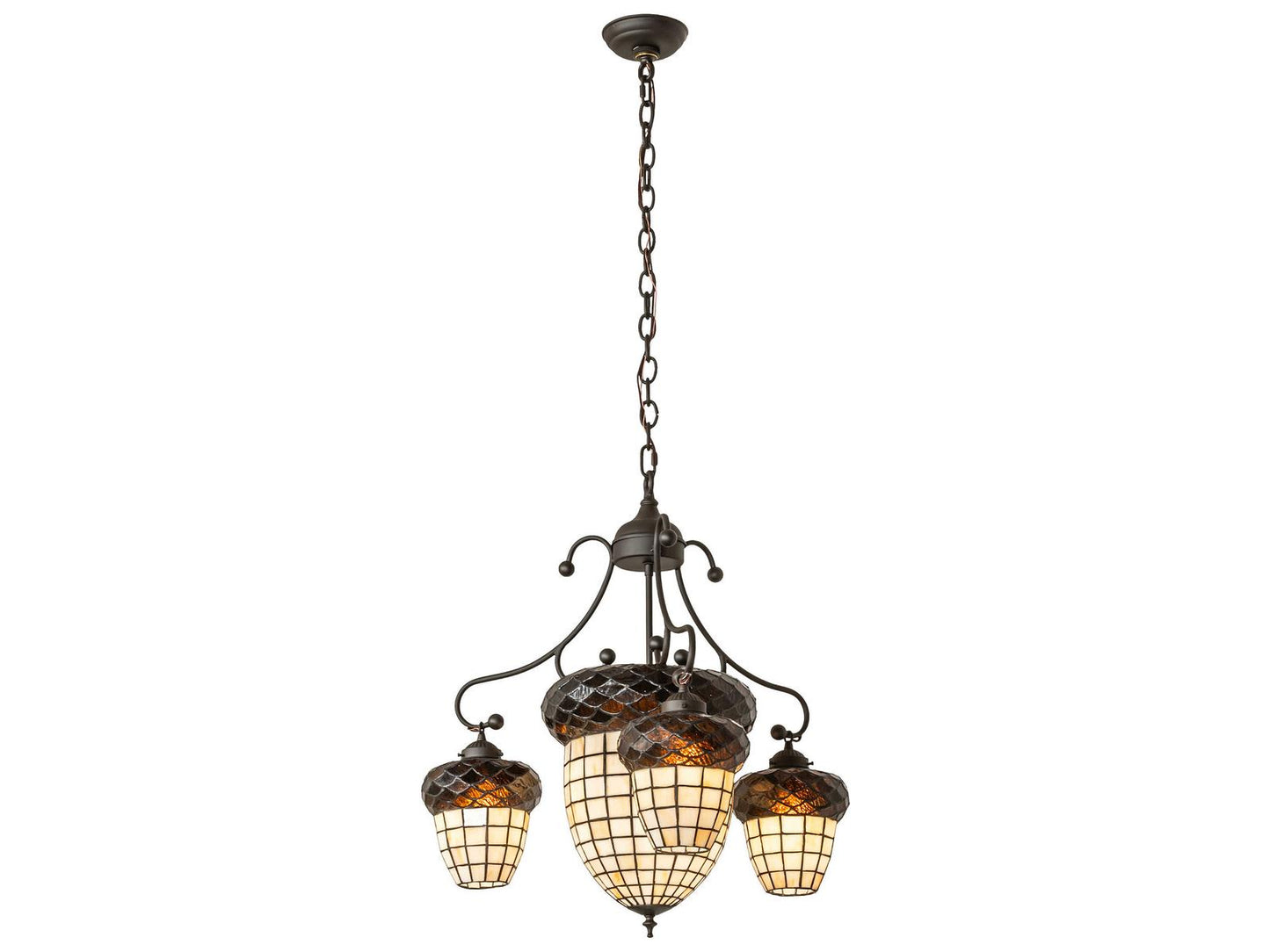 Meyda Acorn 5-Light Traditional Chandelier in Oil Rubbed Bronze with Tiffany Glass